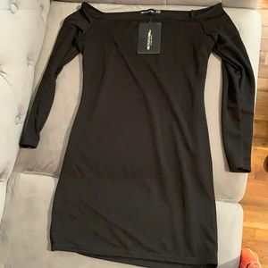 Black off the shoulder mini dress